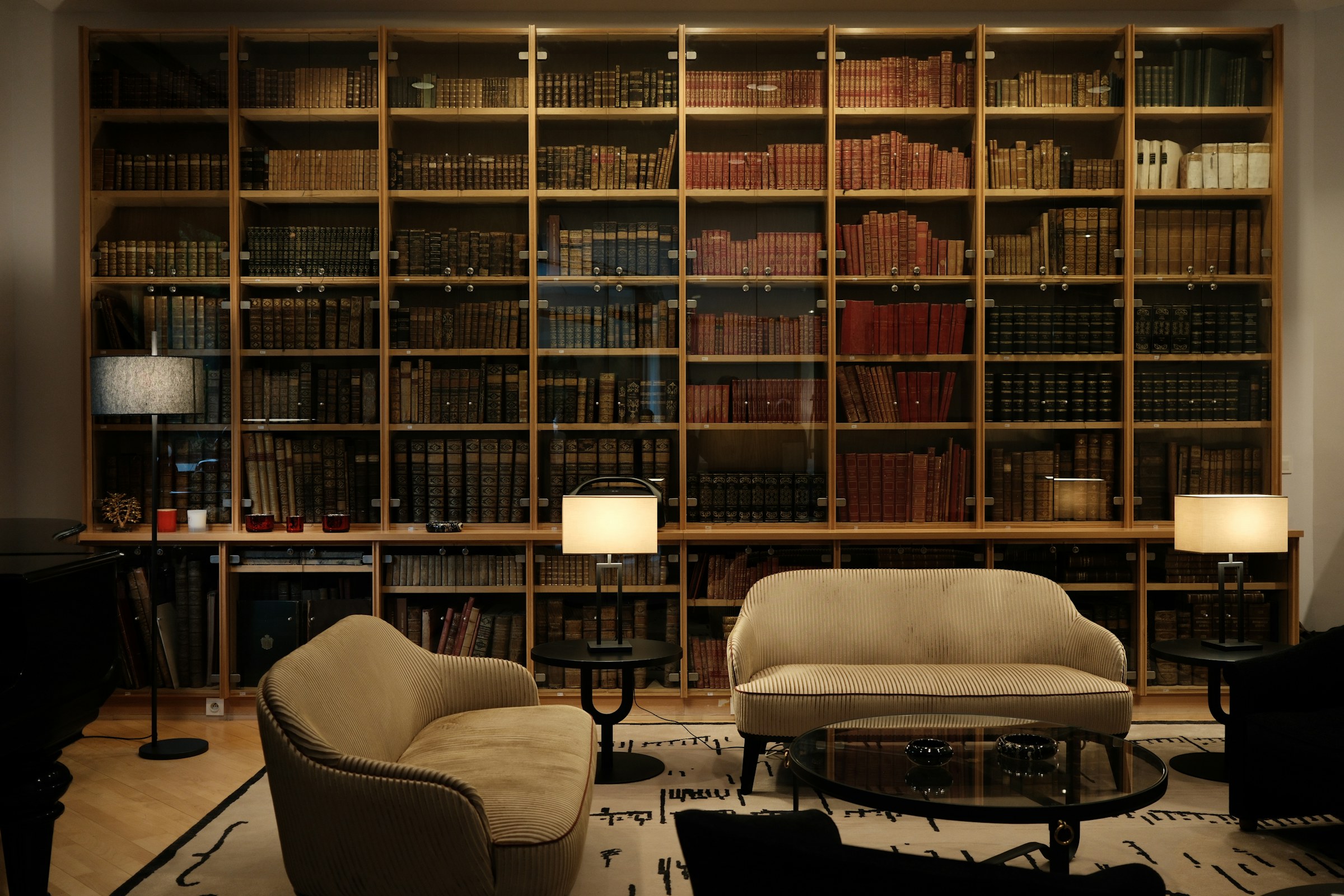 A wall of bound law reports in a chambers library